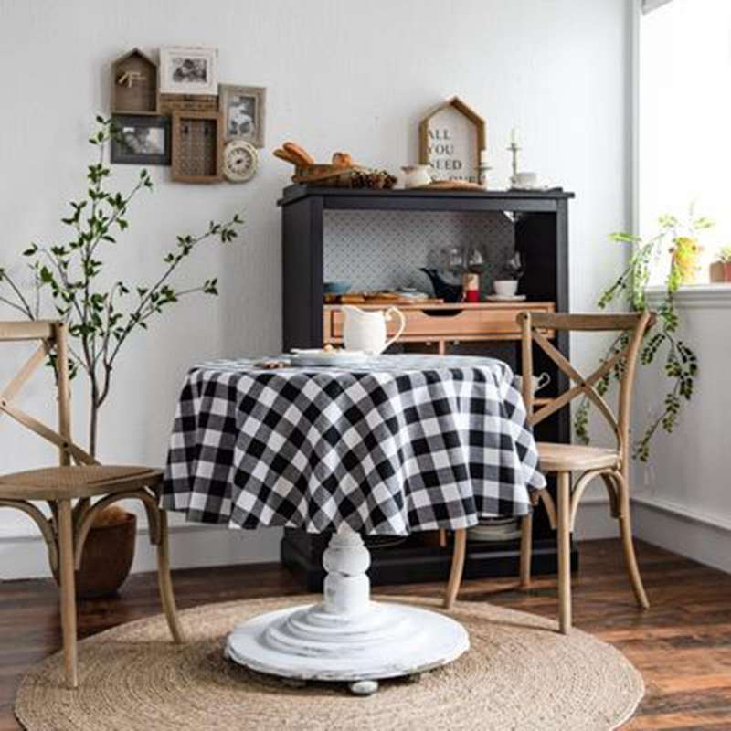60 Inch Round Buffalo Check Tablecloth, 100% Cotton