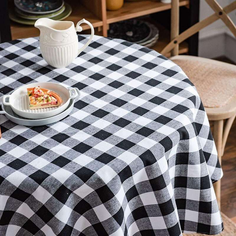 60 Inch Round Buffalo Check Tablecloth, 100% Cotton