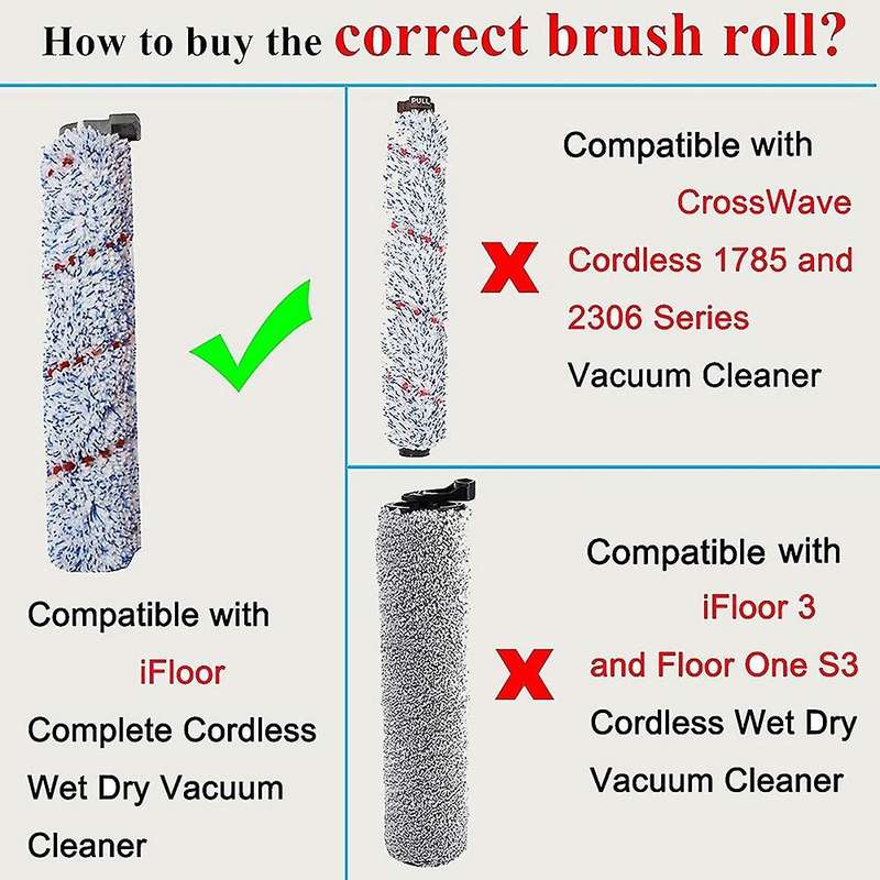 For Tineco Wet Dry Cordless 2 Pack Roller Brush, 4 Pre-filter Foam