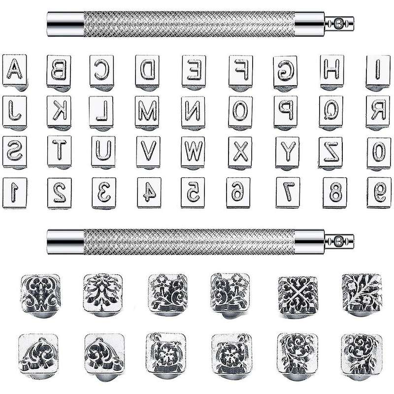 50 Pieces Letters and Numbers Stamp Set 6mm Alphabet Leather Punch