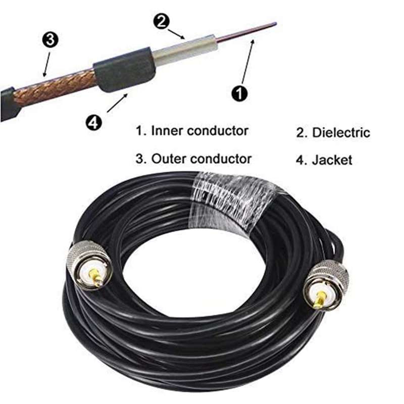 15m 50 Ohms Cb Radio Antenna Cable Uhf Male to Uhf Male Low Loss Uhf