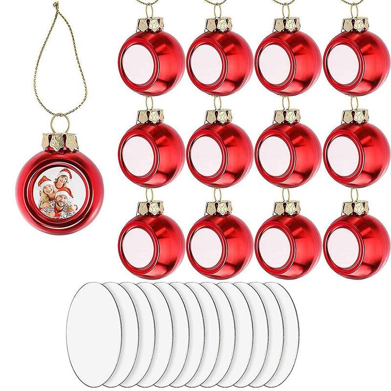 12 Pieces Sublimation Christmas Ball Ornaments Diy Decorations Red