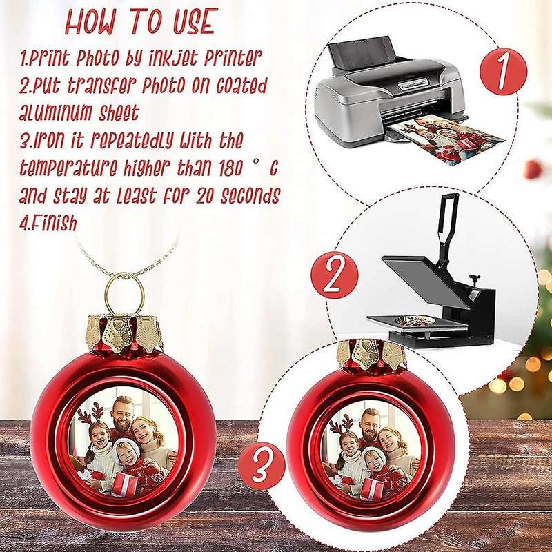 12 Pieces Sublimation Christmas Ball Ornaments Diy Decorations Red