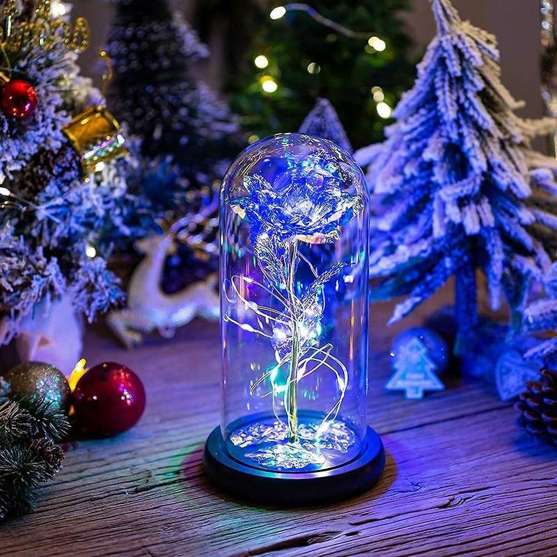 Led Lights Crystal Rose, for Anniversary,wife,women Blue