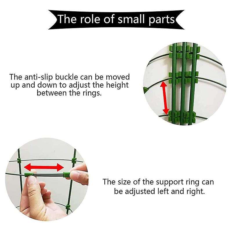 4 Packs 18 Inch Plant Support Cages with 3 Adjustable Support Rings