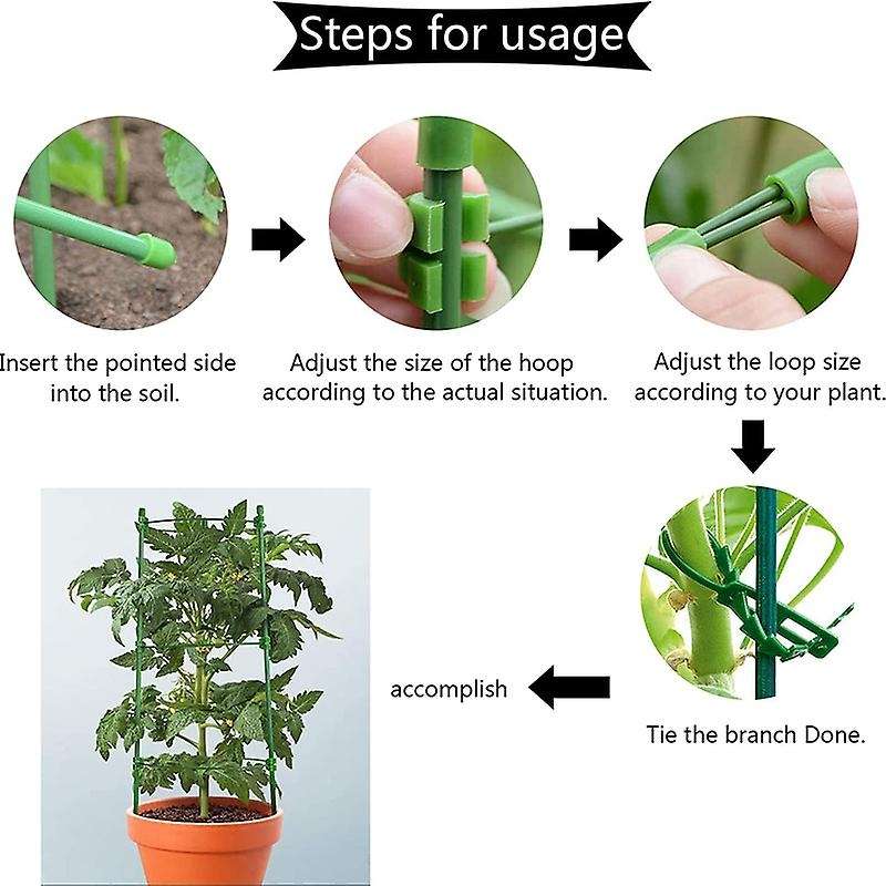 4 Packs 18 Inch Plant Support Cages with 3 Adjustable Support Rings