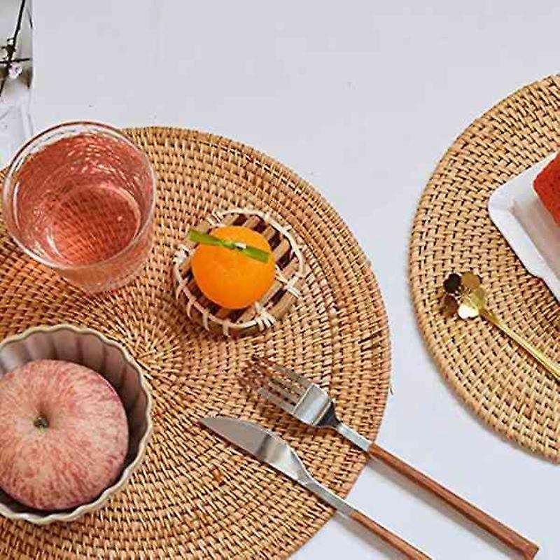 2pcs Round Rattan Placemat for Dining Table,wedding,parties,bbq's,etc