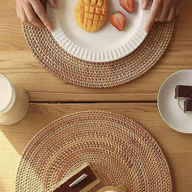 2pcs Round Rattan Placemat for Dining Table,wedding,parties,bbq's,etc