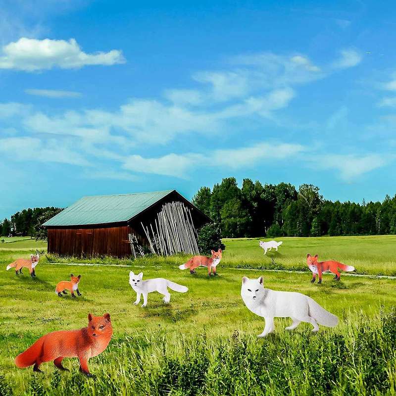 8pcs Fox Animal Toy Figures Set for Cake Topper Party Favors