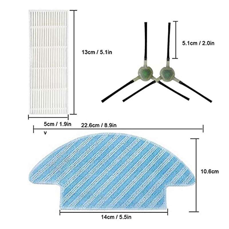 Kit for Lefant M210 M210s M210b Side Brush Filter Mop Cleaning Brush