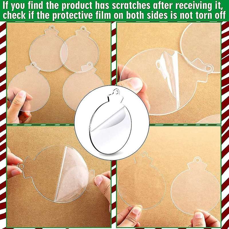 50pcs Round Acrylic Christmas Ornament Blank with Hole for Diy Craft