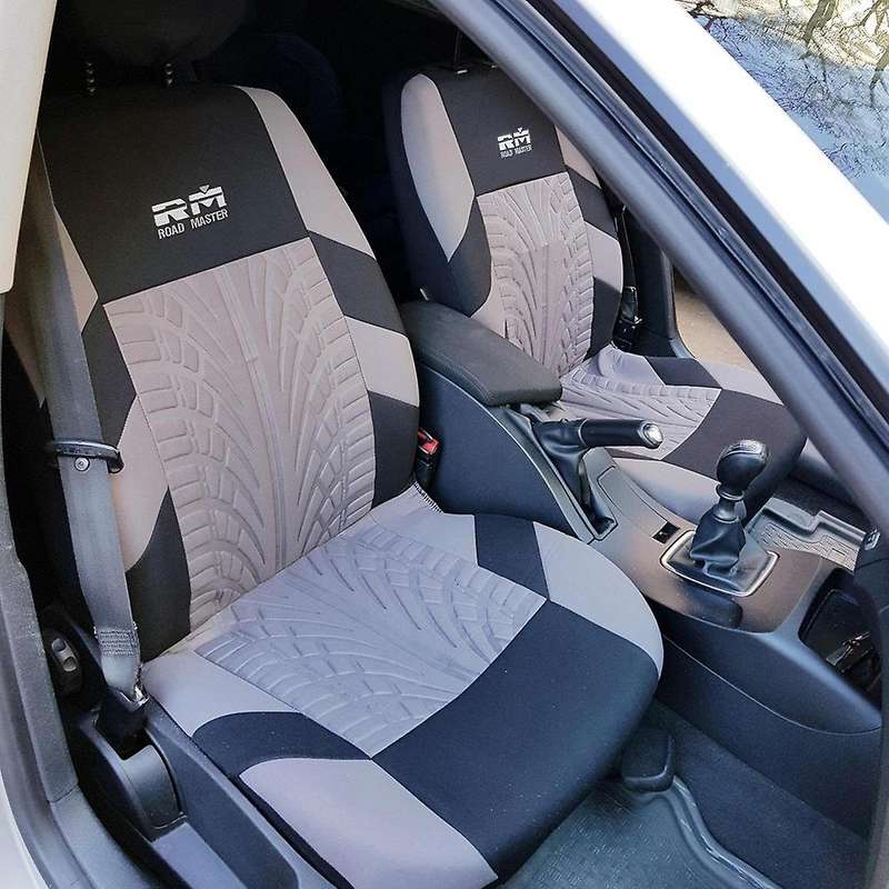 4 Pcs Full Black Car Seat Cover with Letter Embroidery Front Seat