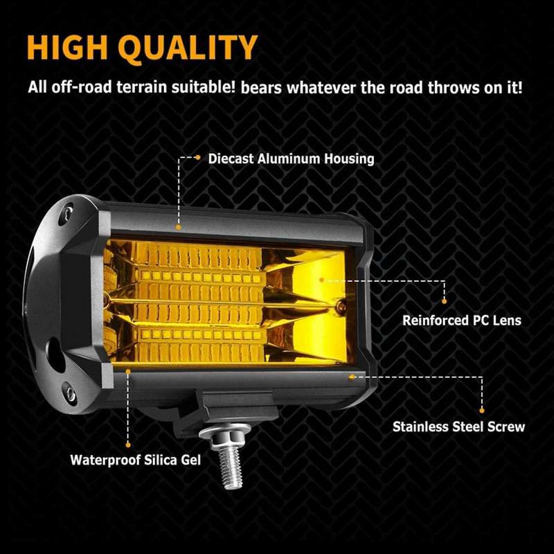2 X 5inch 72w Led Waterproof Fog Lights Yellow for Atv Utv Golf Cart