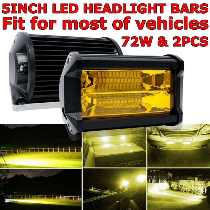 2 X 5inch 72w Led Waterproof Fog Lights Yellow for Atv Utv Golf Cart