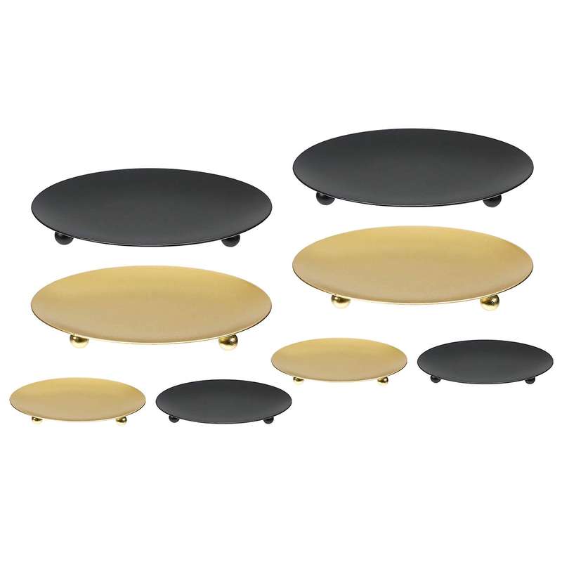 8 Pack Iron Plate Candle Holder, for Led & Wax Candles,(gold+black)