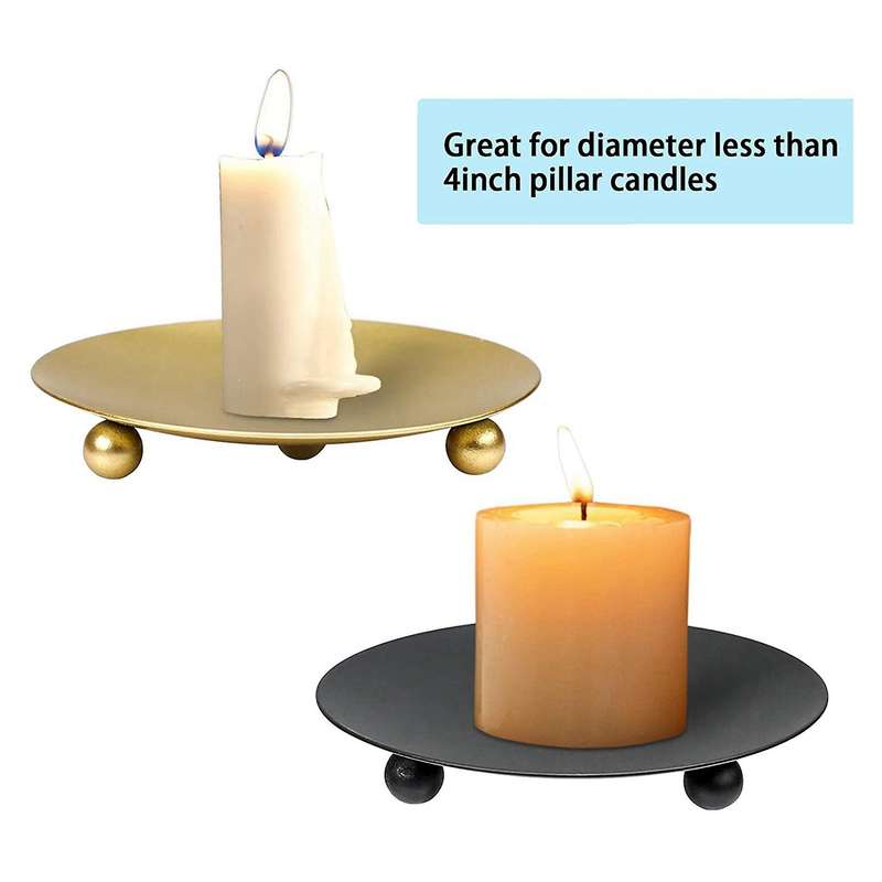 8 Pack Iron Plate Candle Holder, for Led & Wax Candles,(gold+black)