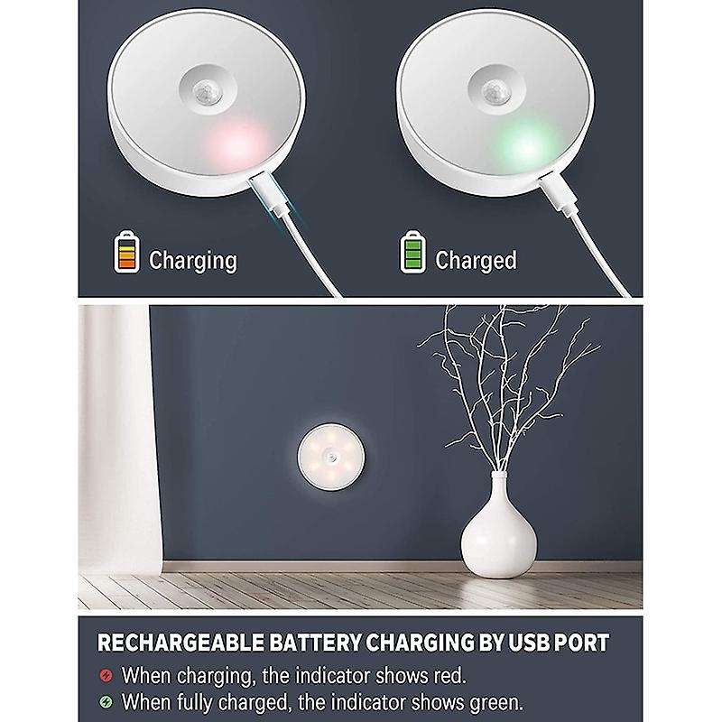 Motion Sensor Light Puck Lights,4 Pcs Rechargeable Wireless Closet
