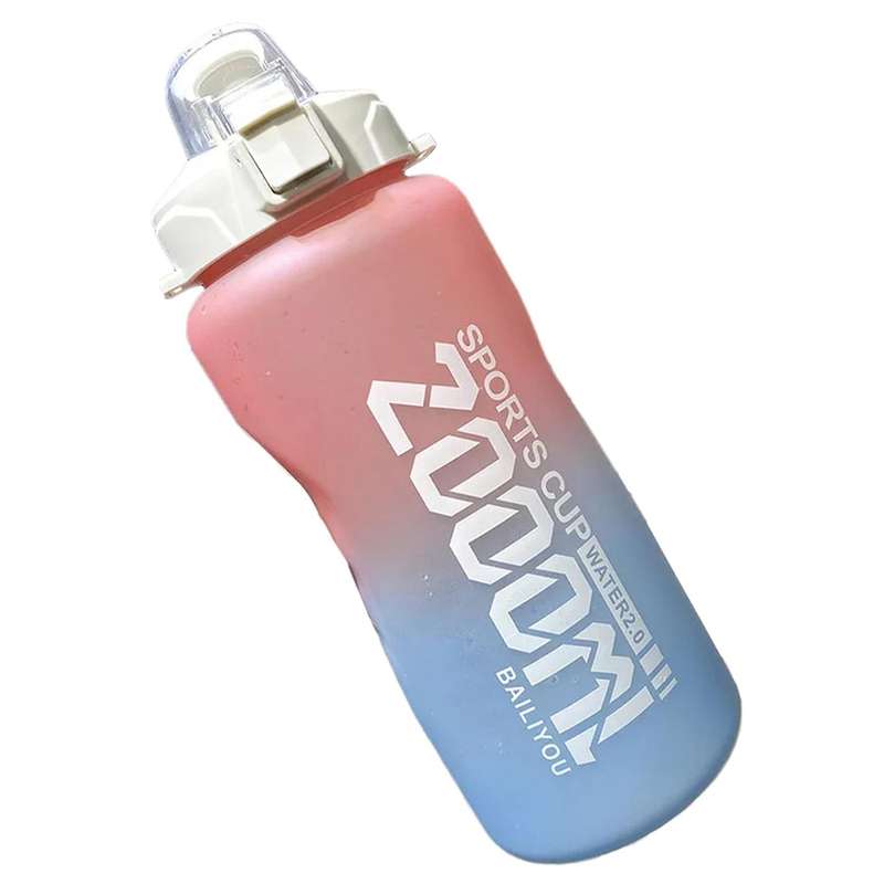 Sports Water Bottle Half Gallon/68oz with Straw Space Cups Red Blue