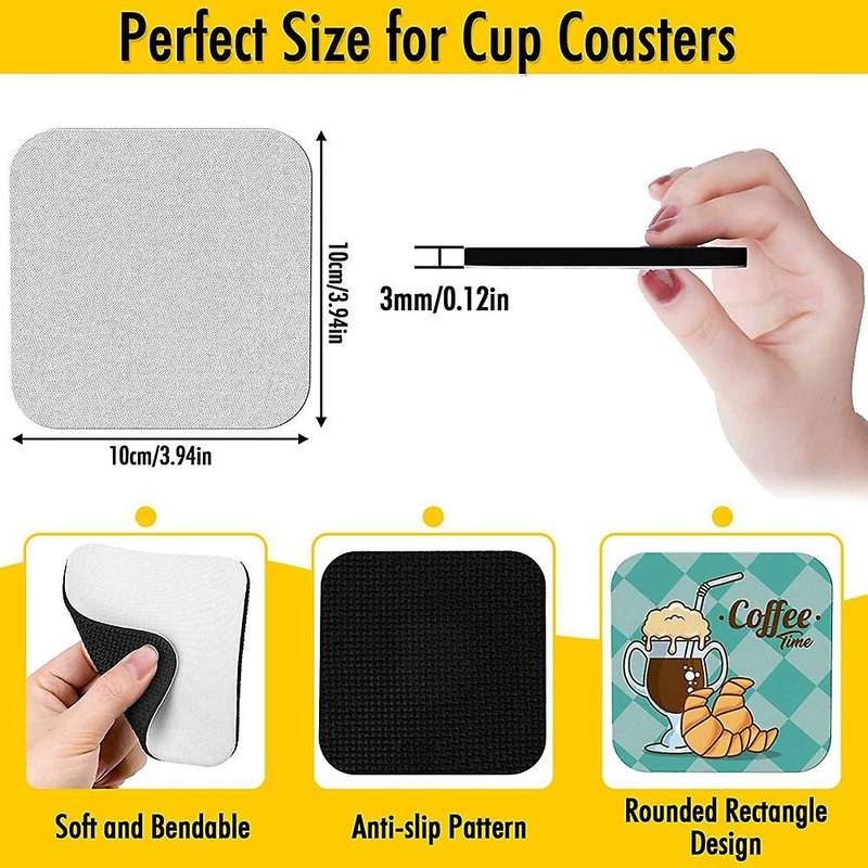 38pcs Sublimation Blanks Cup Coasters, Square Sublimation Coasters