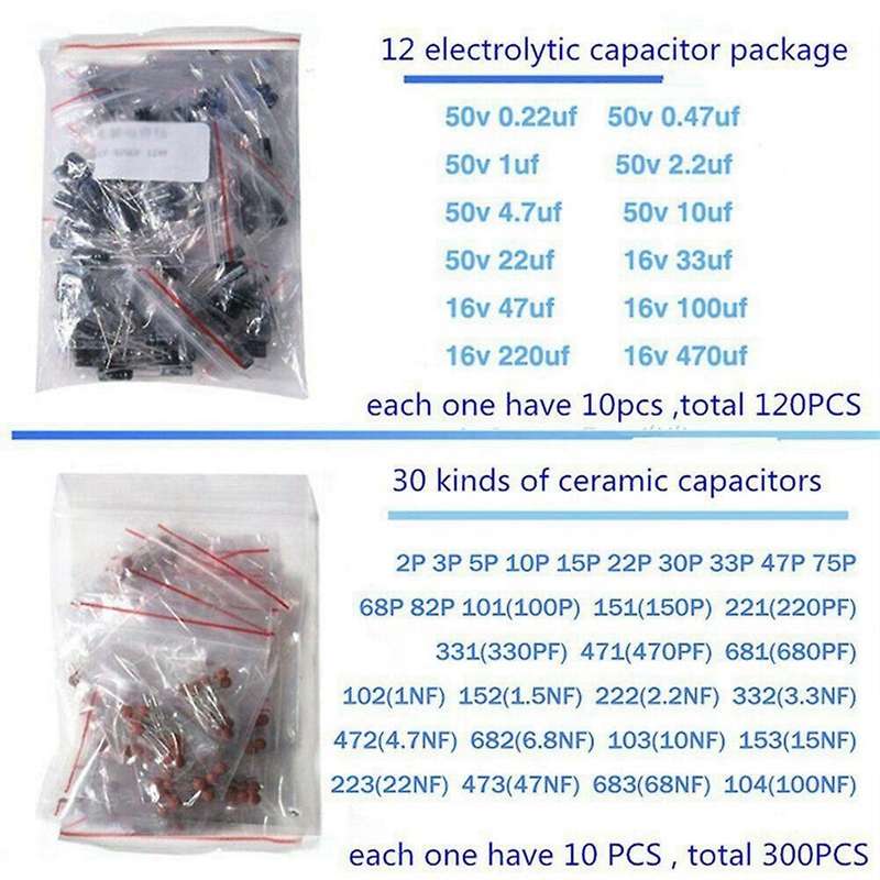 1390 Pcs Electronic Components Led Diode Transistor Capacitor