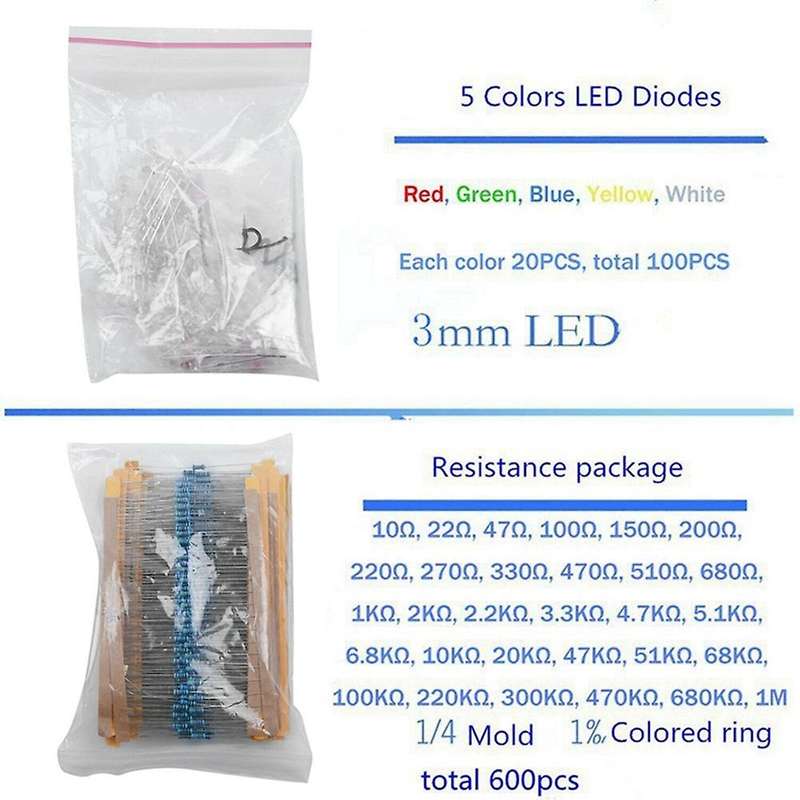 1390 Pcs Electronic Components Led Diode Transistor Capacitor