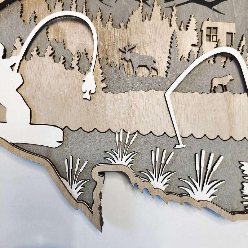 Fishing and Hunting Pendant Forest Animal Salmon Pendant Decoration-b