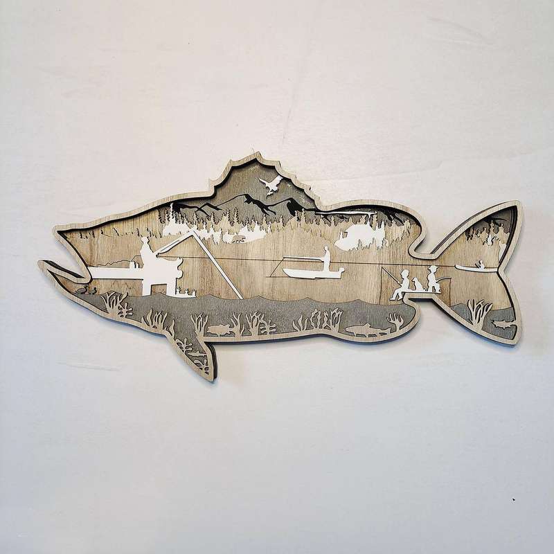 Fishing and Hunting Pendant Forest Animal Salmon Pendant Decoration-b