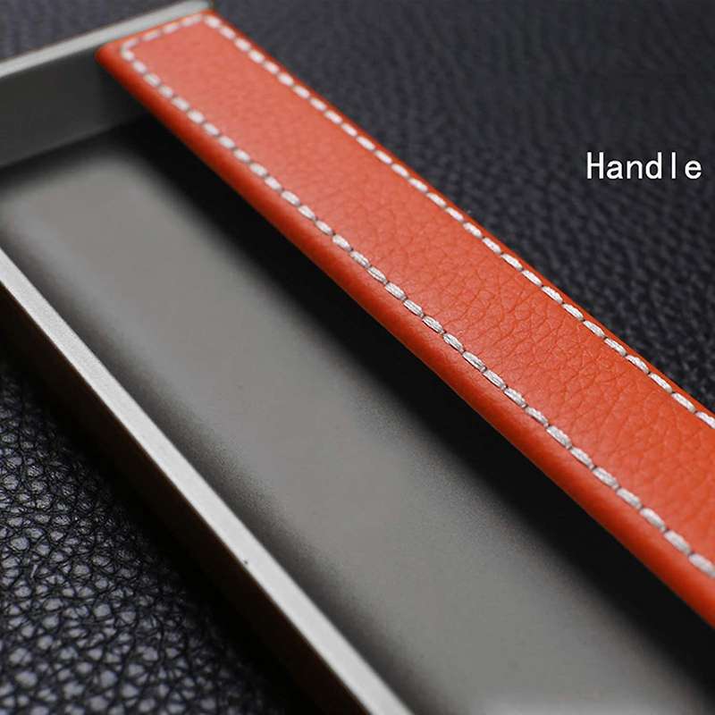 2pcs Aluminum Embedded Door Handle Cabinet Pu Leather Handle (orange)