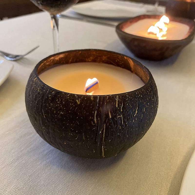4x Can Pouring Candle Coconut Shell Bowl,coconut Wood Bowl