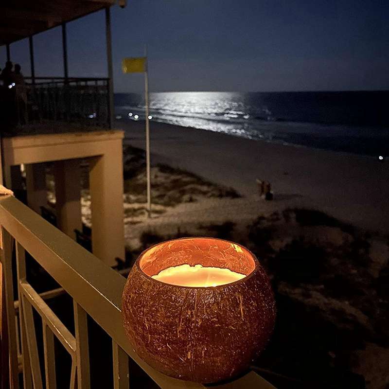 4x Can Pouring Candle Coconut Shell Bowl,coconut Wood Bowl