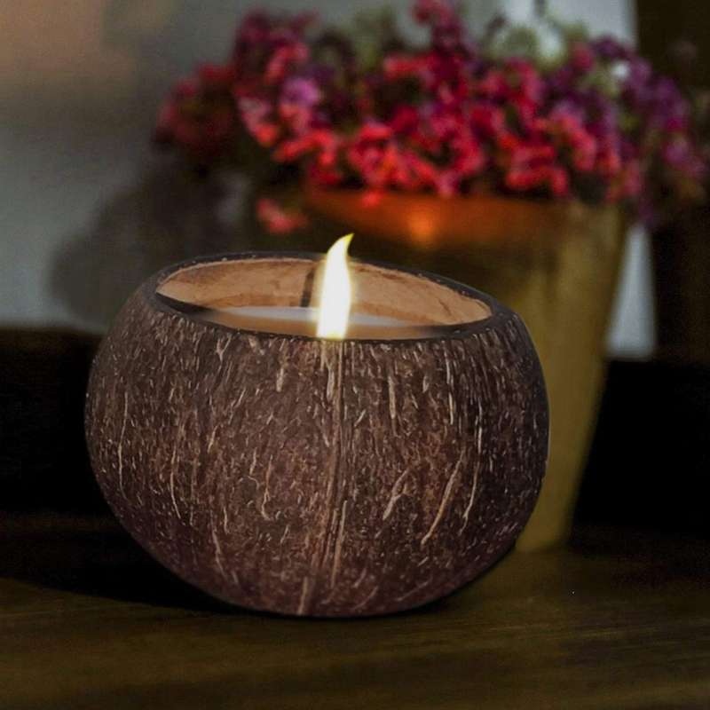 4x Can Pouring Candle Coconut Shell Bowl,coconut Wood Bowl