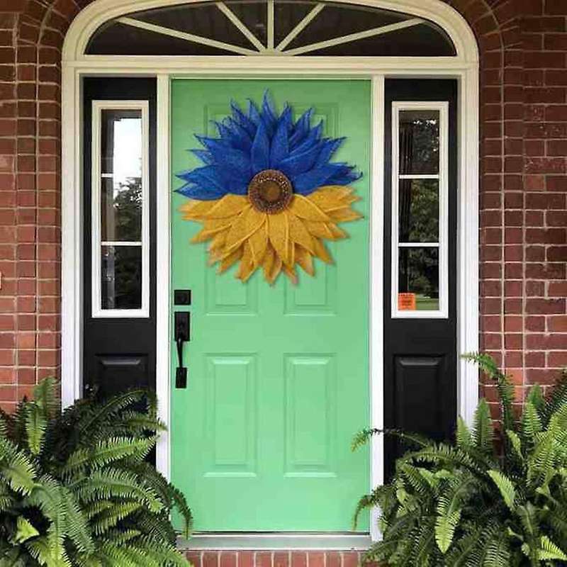 Ukraine Flag Sunflower Front Door Wreath Sunflower Wreath