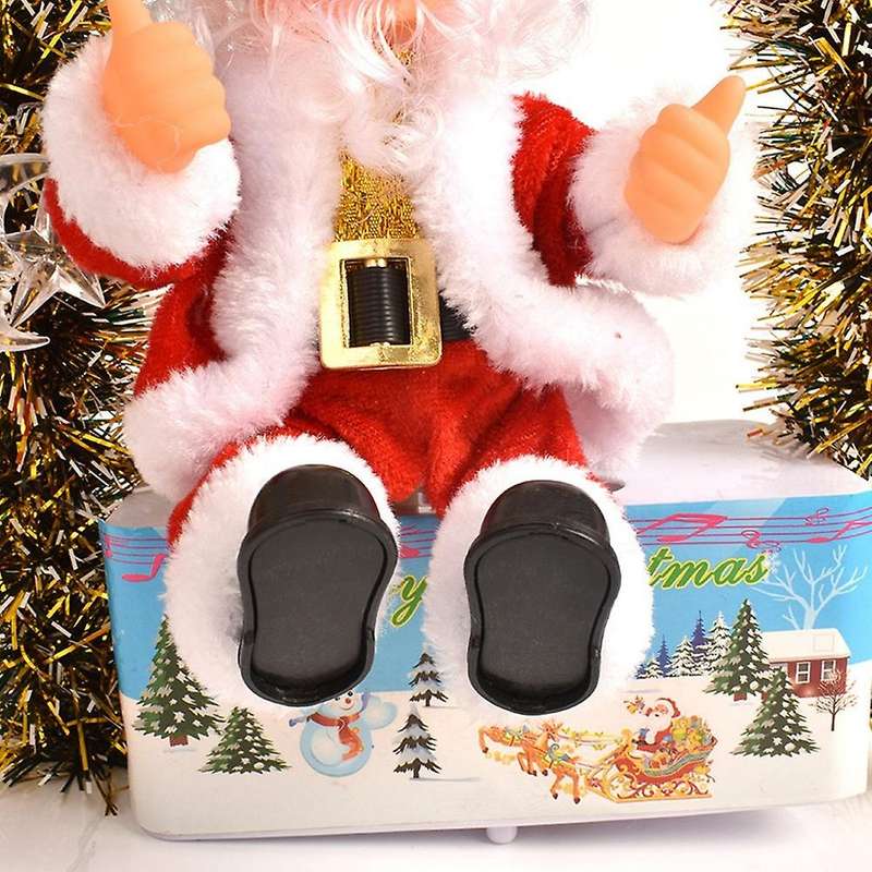 Santa Claus  Electric Music Christmas Doll Home Decor,red