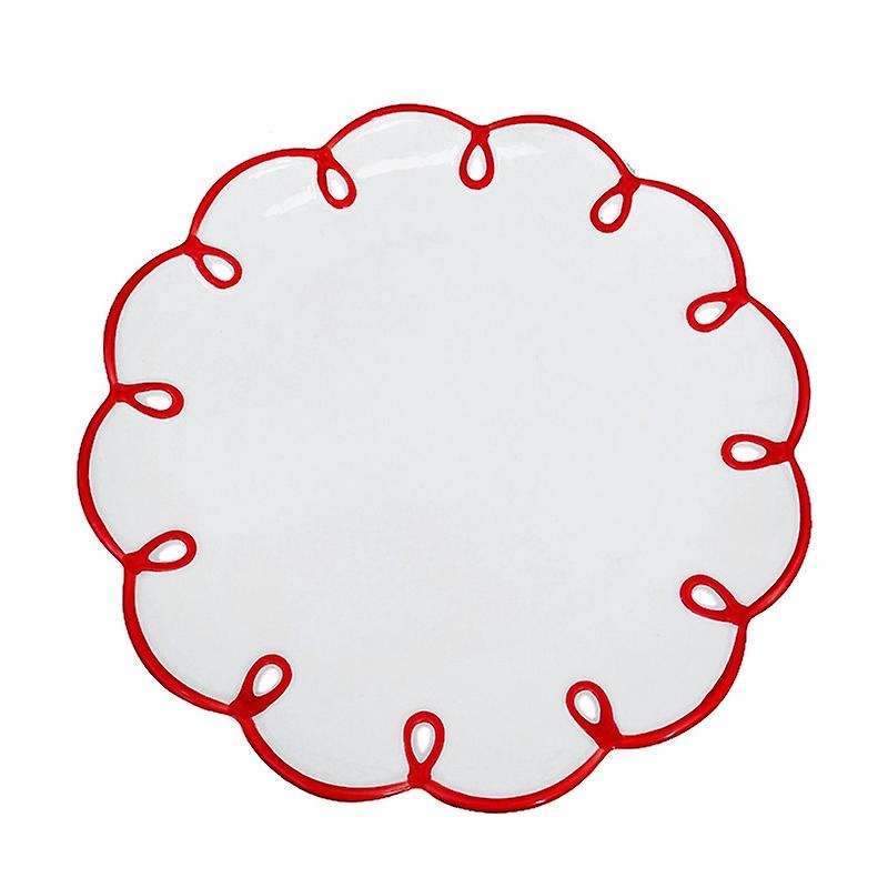 Ins Creative Retro Red Border Flower 9 Inch Disc Ceramic Plate