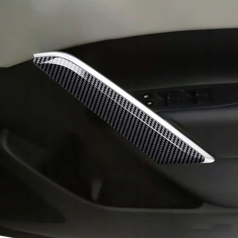 2pcs Carbon Fiber Car Inner Door Handle Trim Pull Grab Panel Handle