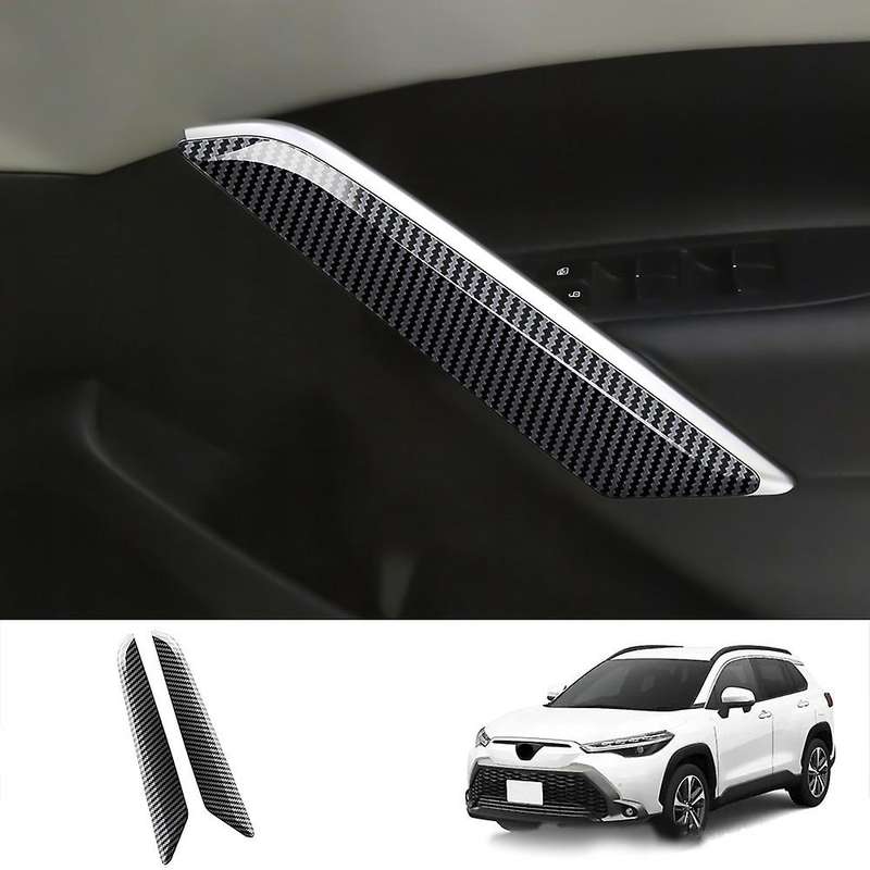 2pcs Carbon Fiber Car Inner Door Handle Trim Pull Grab Panel Handle