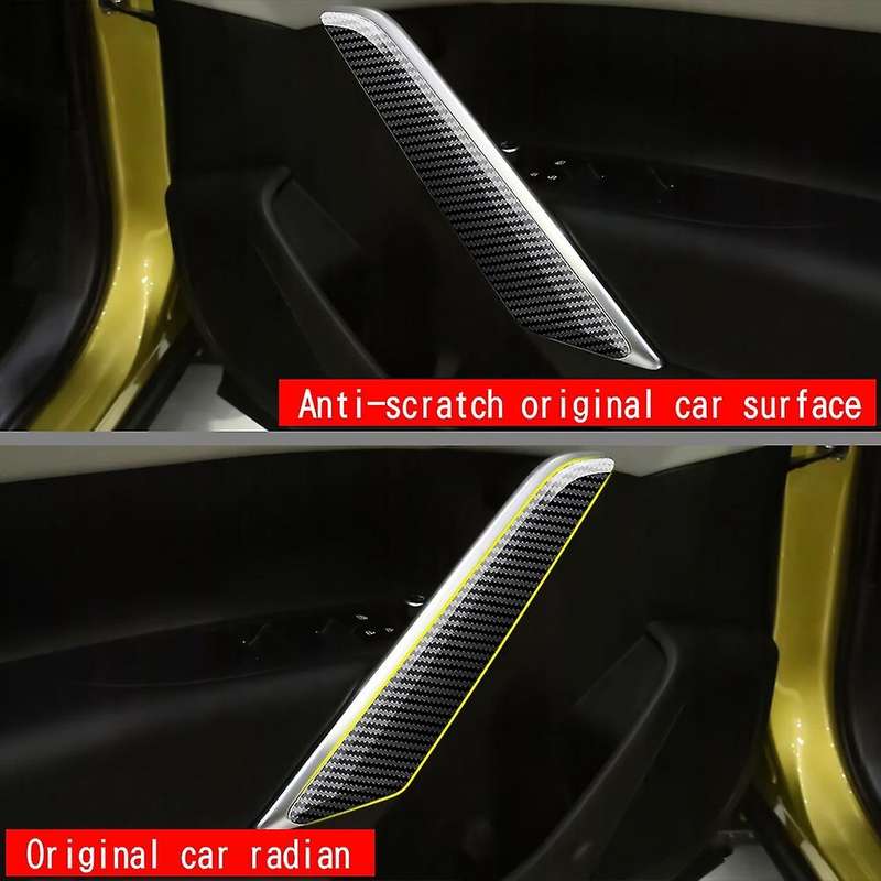 2pcs Carbon Fiber Car Inner Door Handle Trim Pull Grab Panel Handle