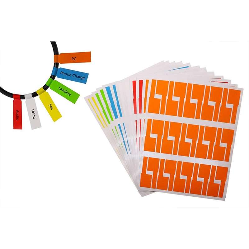 1080pcs/18 Sheets Cable Labels Tags Self Adhesive Waterproof Labels