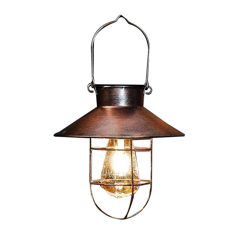 Solar Lantern Lamp Outdoor Hanging Waterproof Vintage Metal