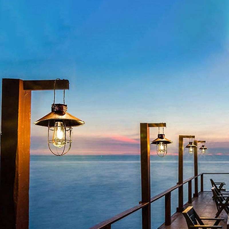 Solar Lantern Lamp Outdoor Hanging Waterproof Vintage Metal
