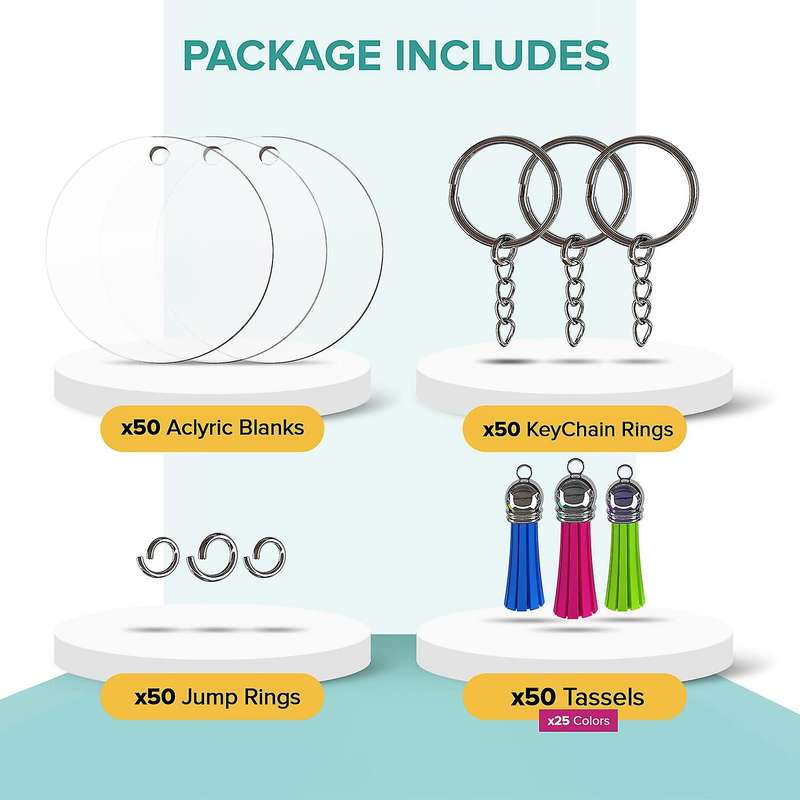 200pcs Acrylic Keychain Blanks for Diy Keychain Craft Project