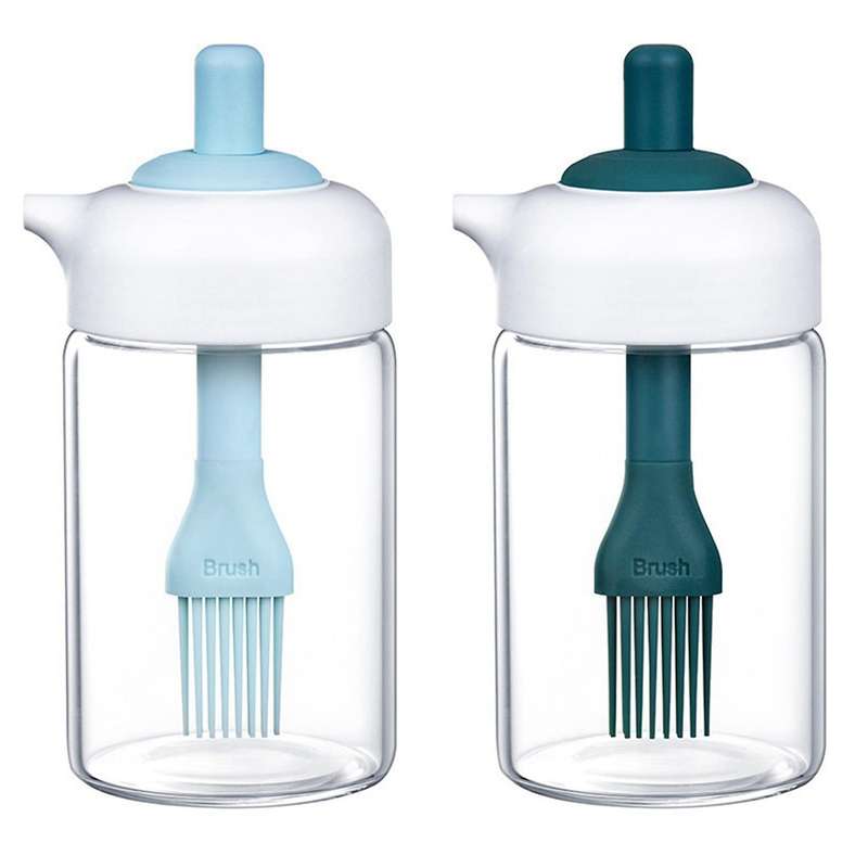 Olive Oil Dispenser Bottle with Silicone Brush Oil Bottle 230ml Green
