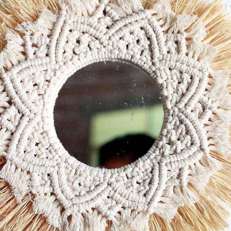 Nordic Straw Woven Wall Boho Decor Handwoven Mirror Decorative Mirror