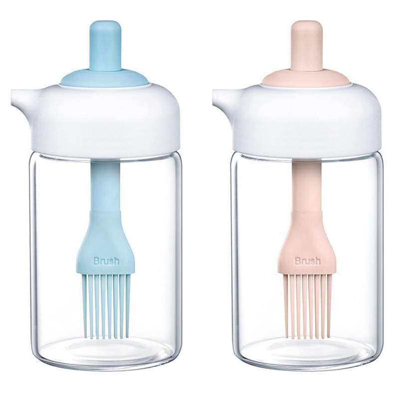 Olive Oil Dispenser Bottle with Silicone Brush Oil Bottle 230ml Pink