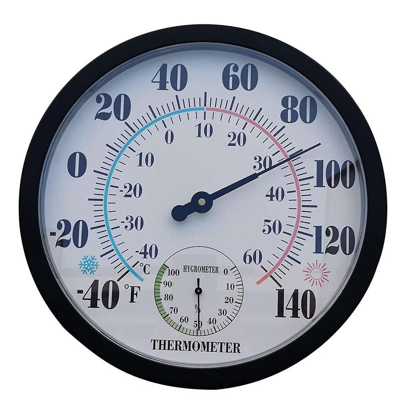 Indoor Outdoor Thermometer Garden Large Number 10 In Diameter(black)