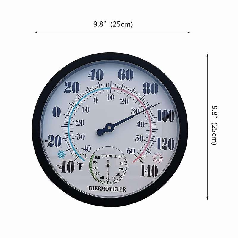 Indoor Outdoor Thermometer Garden Large Number 10 In Diameter(black)