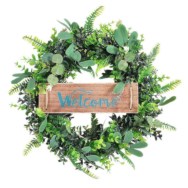 Artificial Eucalyptus Wreath - 16 Inches Wreath with Wooden Sign