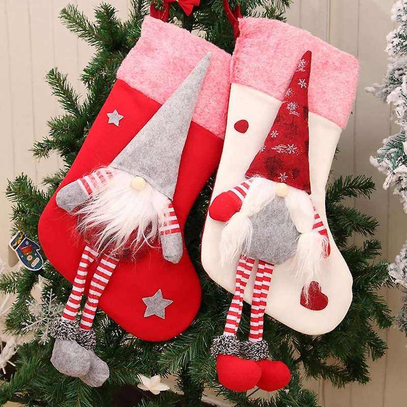 2 Pcs Christmas Stockings,xmas Stockings Decorations,santa Claus Gift