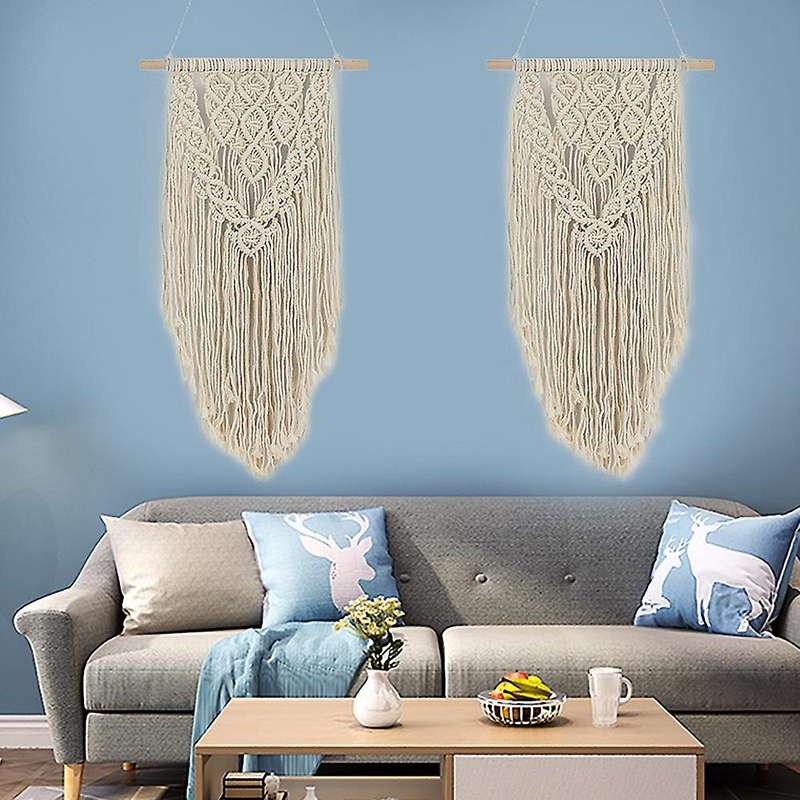 Macrame Boho Wall Hanging Decor, Geometric Woven Tapestry Chic