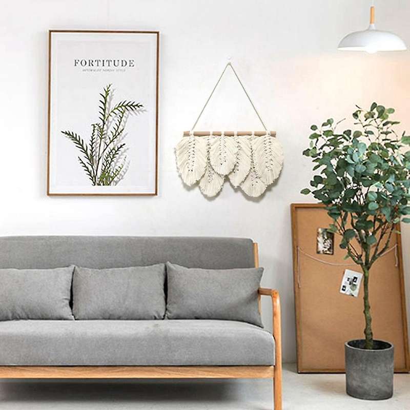 Hand-woven Macrame Wall Hanging Feathered Tapestry Home Decoration